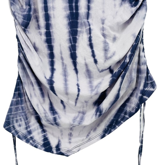 DG2 Diane Gilman Navy & White DG Downtime Tulip Sleeve Cinch Tee - Sz M - Picture 5 of 14